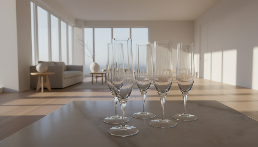 5 stk. ciselerede champagnefløjter