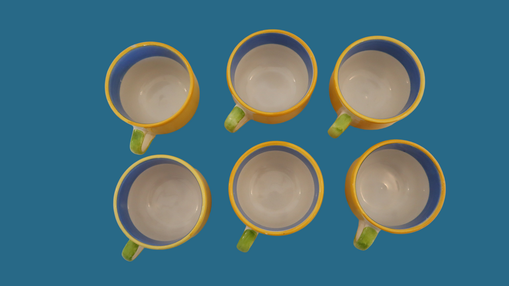 6 stk. håndmalede kopper