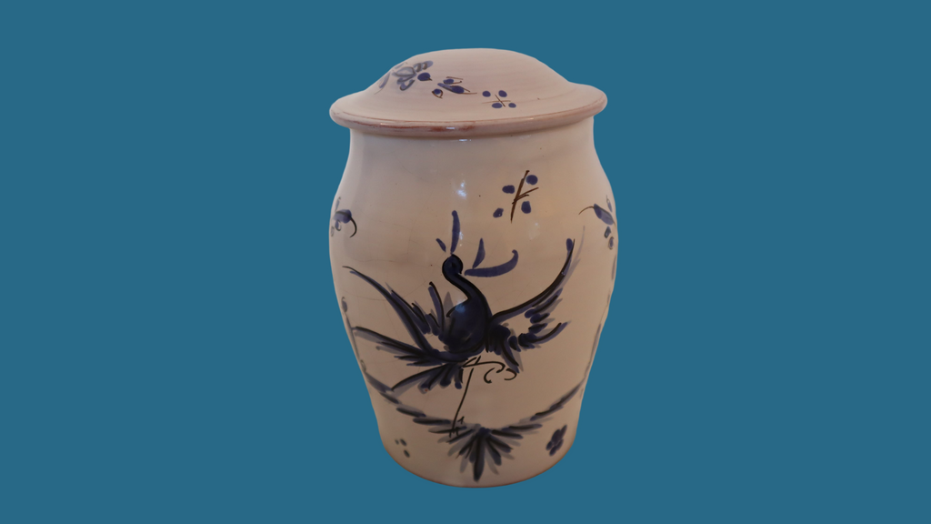 Håndmalet senneps/marmeladekrukke - Moustiers