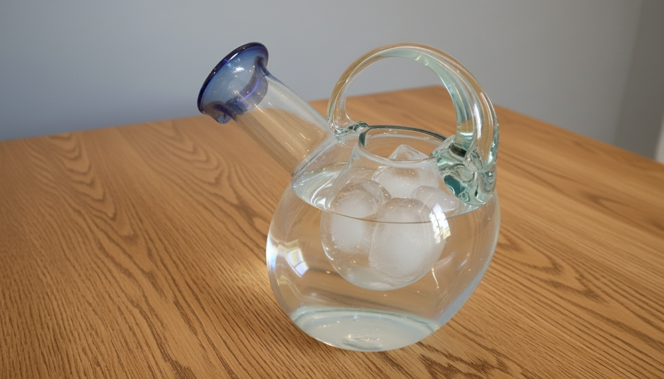 Mundblæst glaskande med iskammer