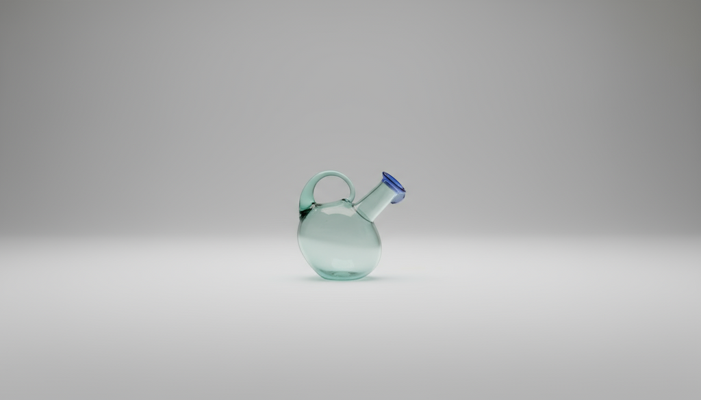 Mundblæst glaskande med iskammer