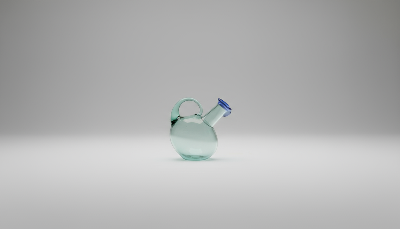 Mundblæst glaskande med iskammer