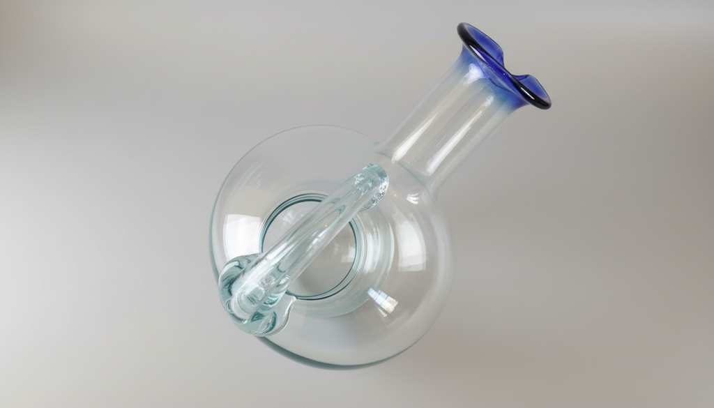 Mundblæst glaskande med iskammer