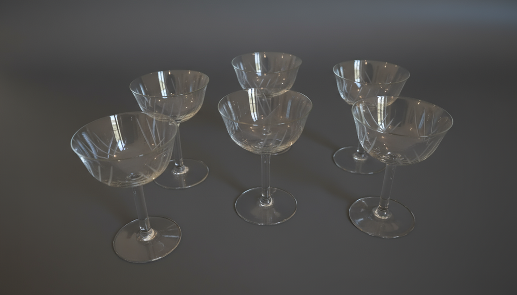 6 stk. elegante champagneskåle