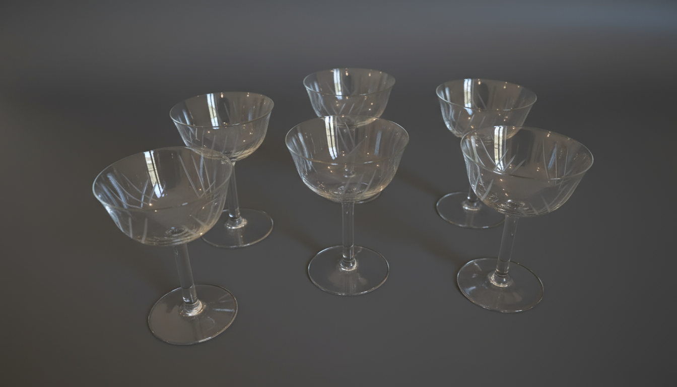 6 stk. elegante champagneskåle