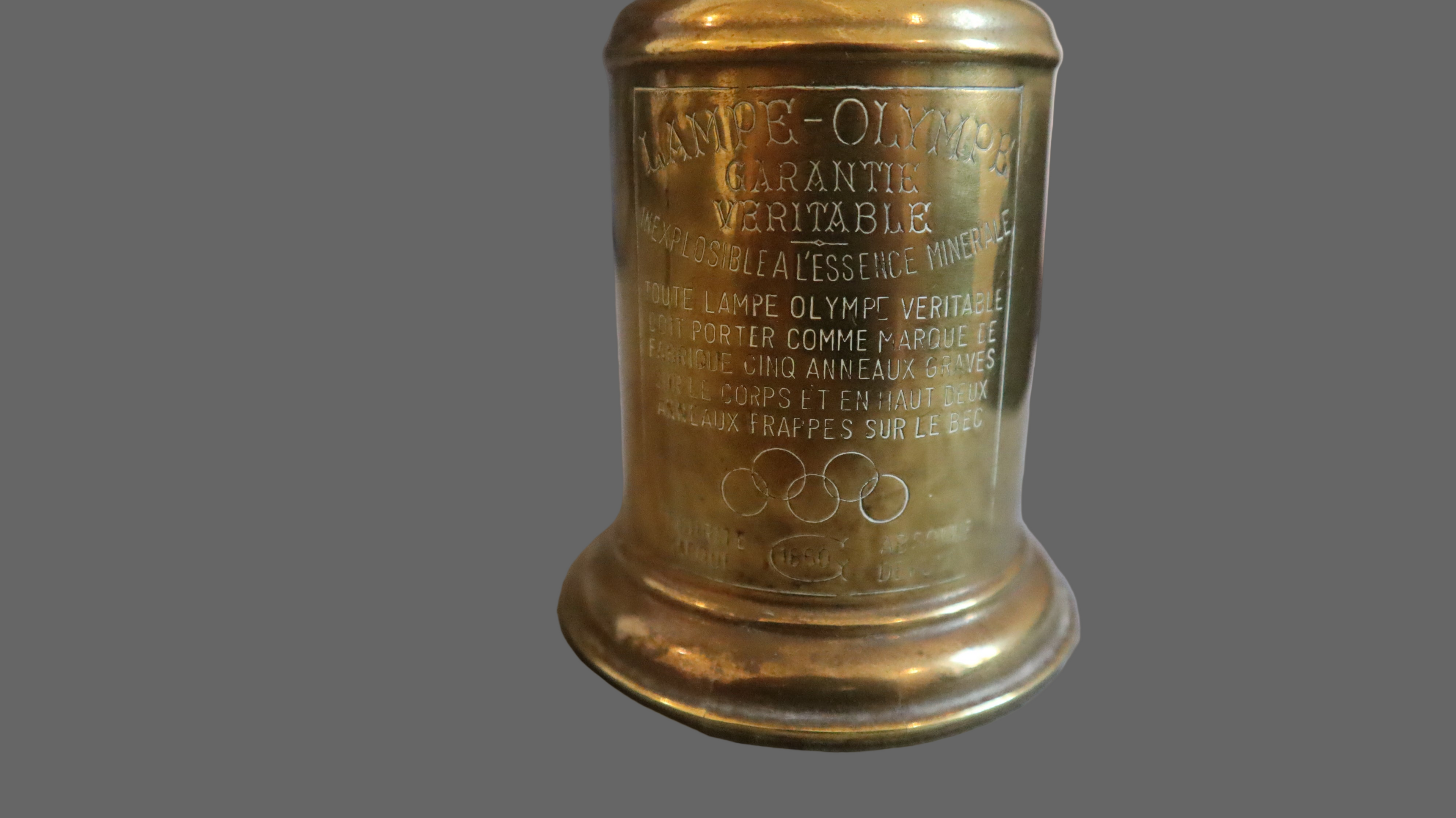 Fransk “Lampe Olympique” – messing olielampe