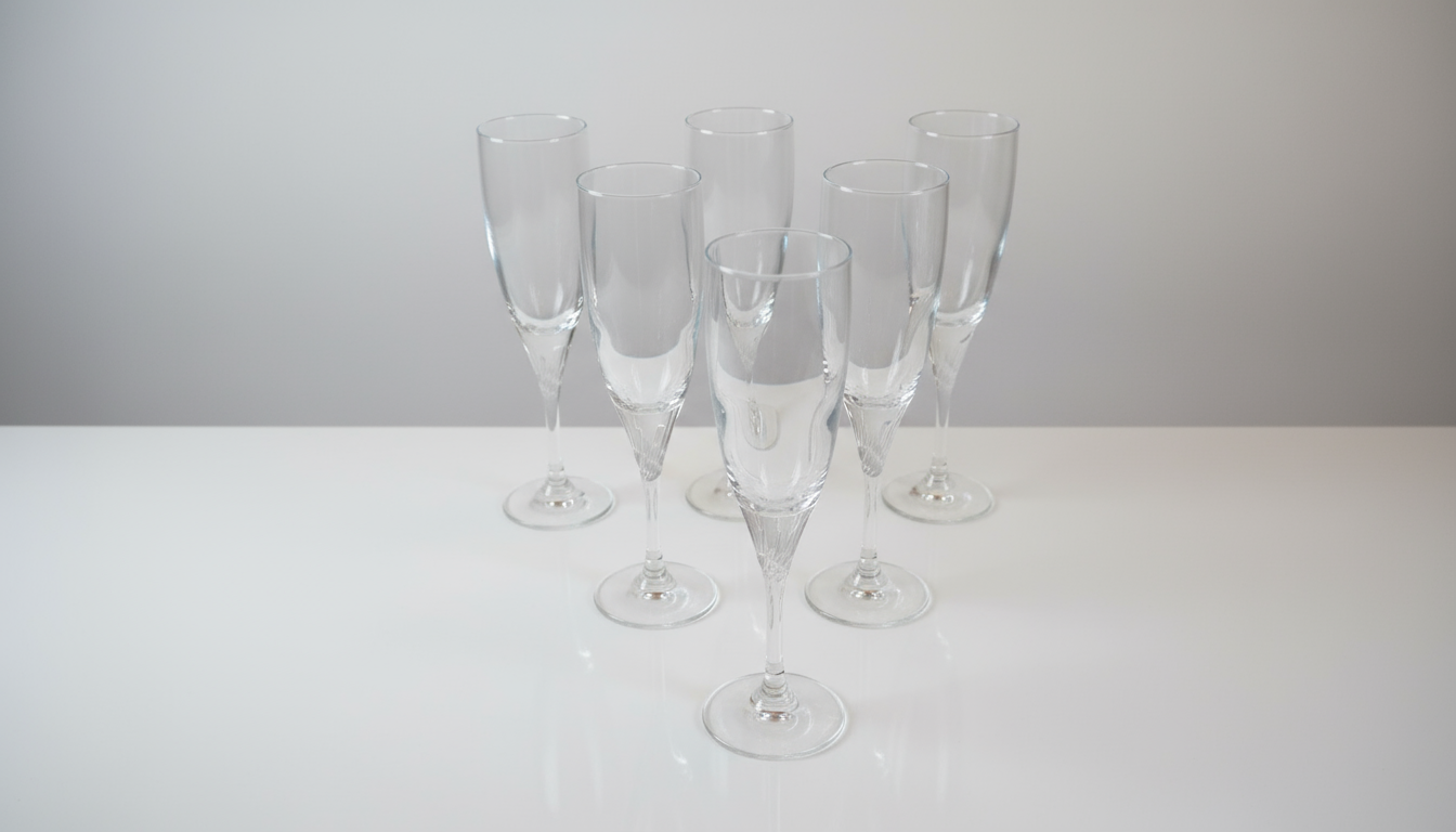 6 stk. champagnefløjter med snoet stilk