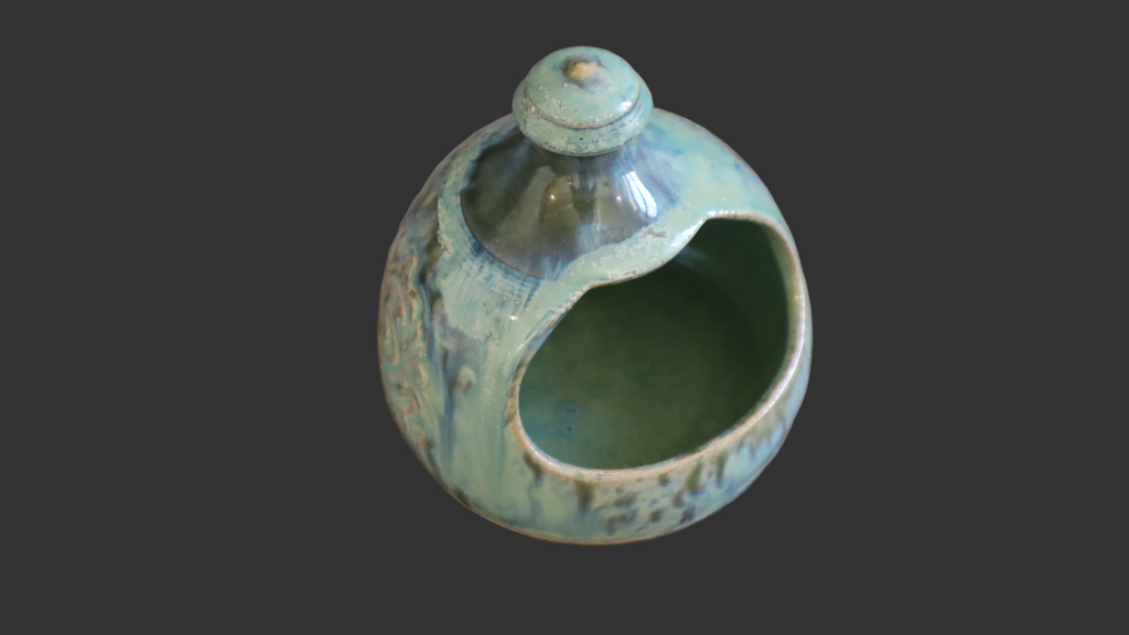 Cevennes saltkar i blågrøn glasur