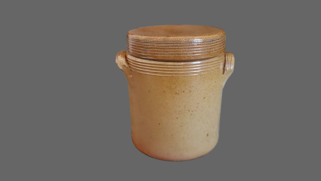 Fransk stentøjskrukke med låg (pot à graisse)