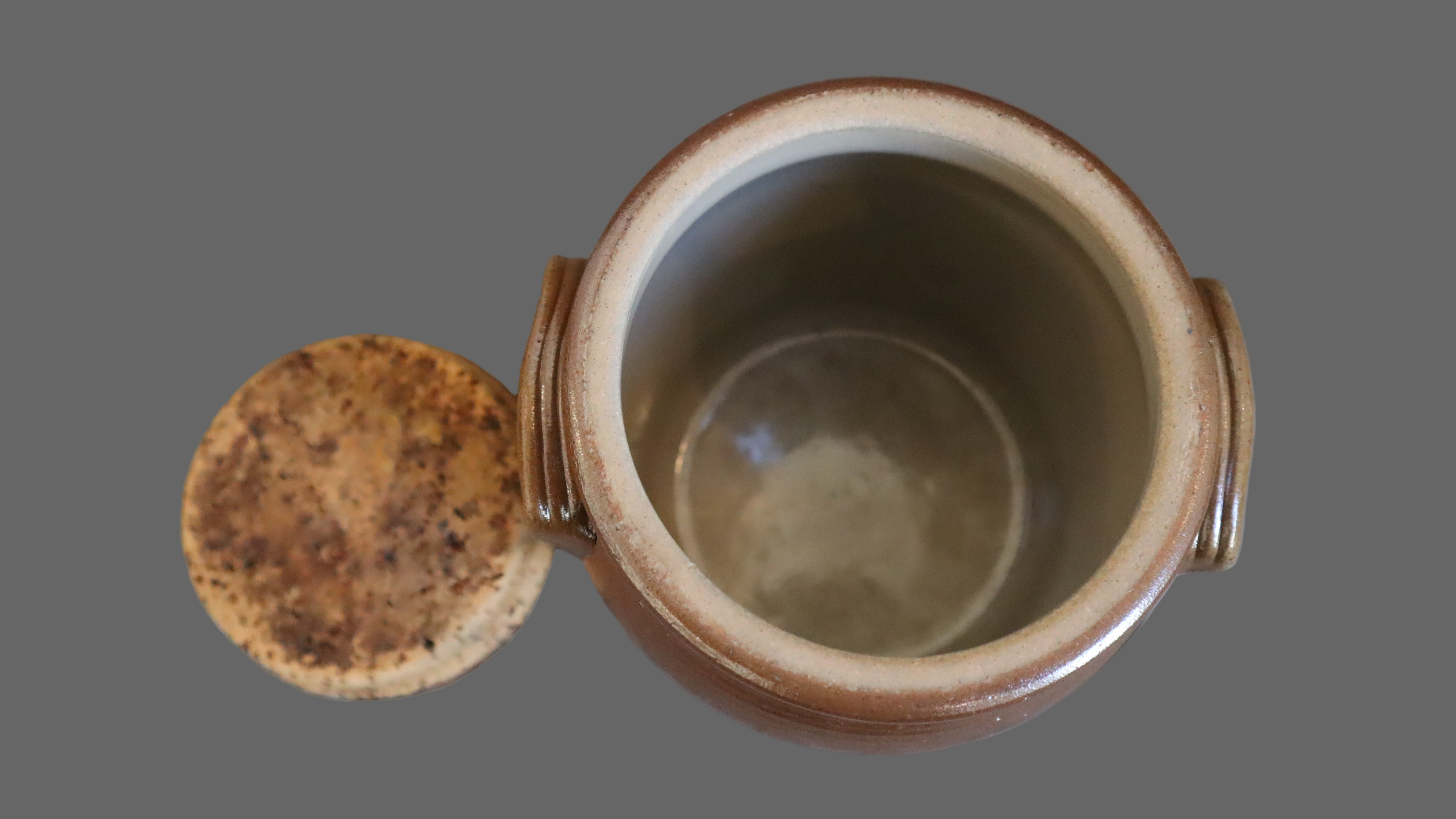 Fransk stentøjskrukke med korklåg