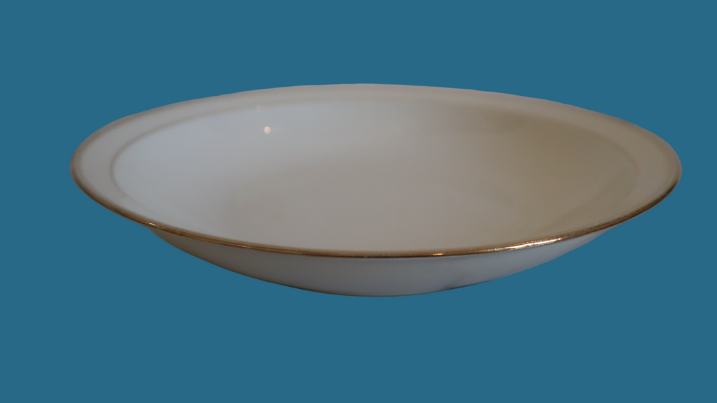 Limoges serveringsskål / lavt fad – hvidt porcelæn med guldkant