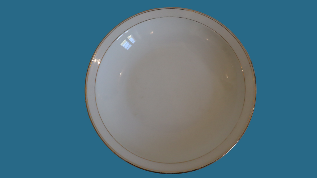 Limoges serveringsskål / lavt fad – hvidt porcelæn med guldkant