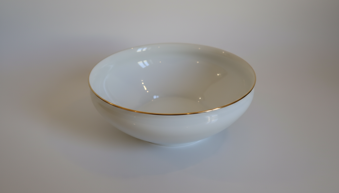 Limoges serveringsskål på fod – hvidt porcelæn med guldkant