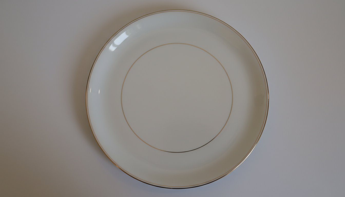 Limoges hvidt porcelæn med guldkant – kage-/serveringsfad, Ø29 cm