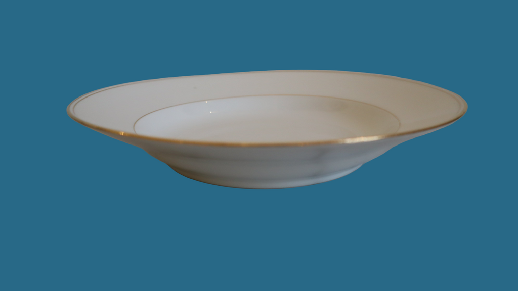 Limoges serveringsfad – hvidt porcelæn med guldkant