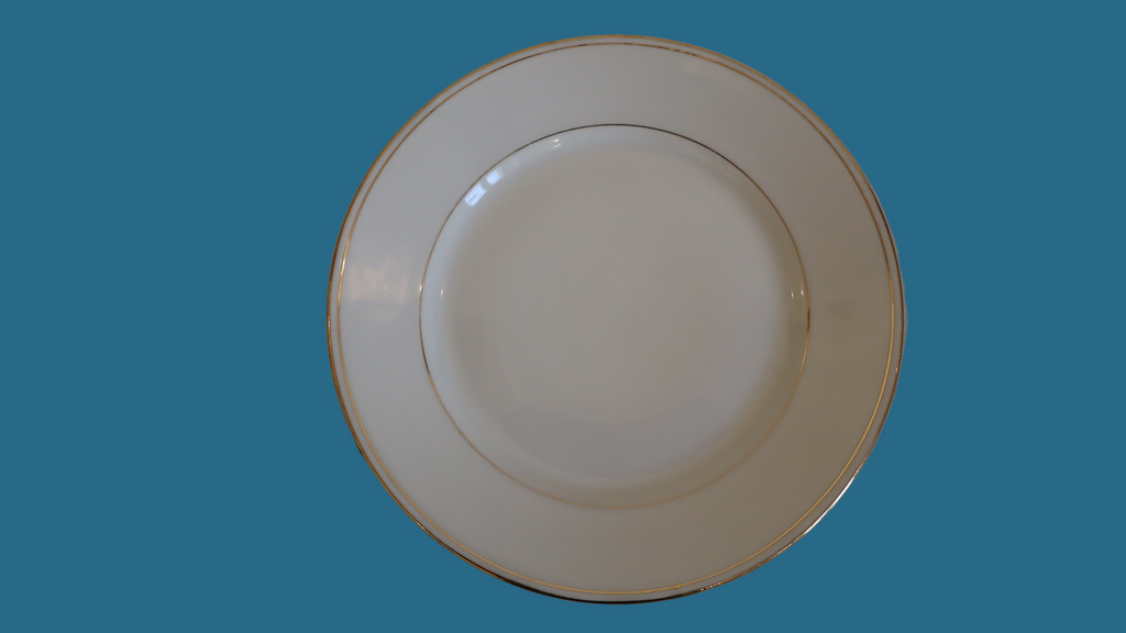 6 stk. Limoges middagstallerken – hvidt porcelæn med guldkant (Ø 23 cm)