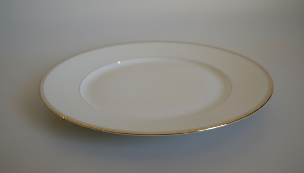 6 stk. Limoges forret-/desserttallerken – hvidt porcelæn med guldkant